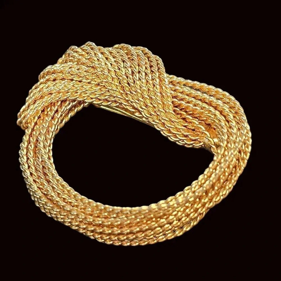 Vtg Brooch Napier 2 inch 1960’s Twisted Rope Gold Tone Knot Pin  Signed Feminine - Picture 10 of 10